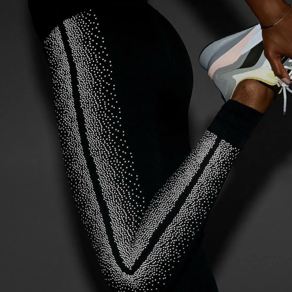 Fabletics Black High-Waisted Sulpt-knit Reflective Compression Leggings